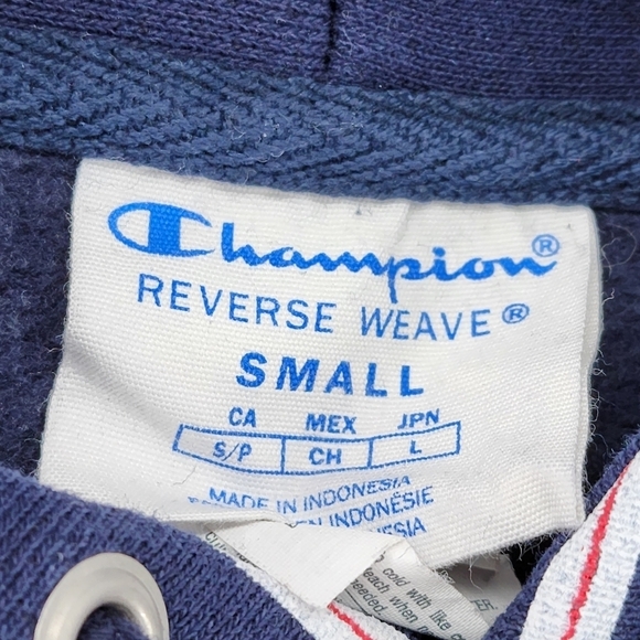 Champion Women's Reverse Weave Navy Stripe Pullover Hoodie - S - Picture 4 of 6